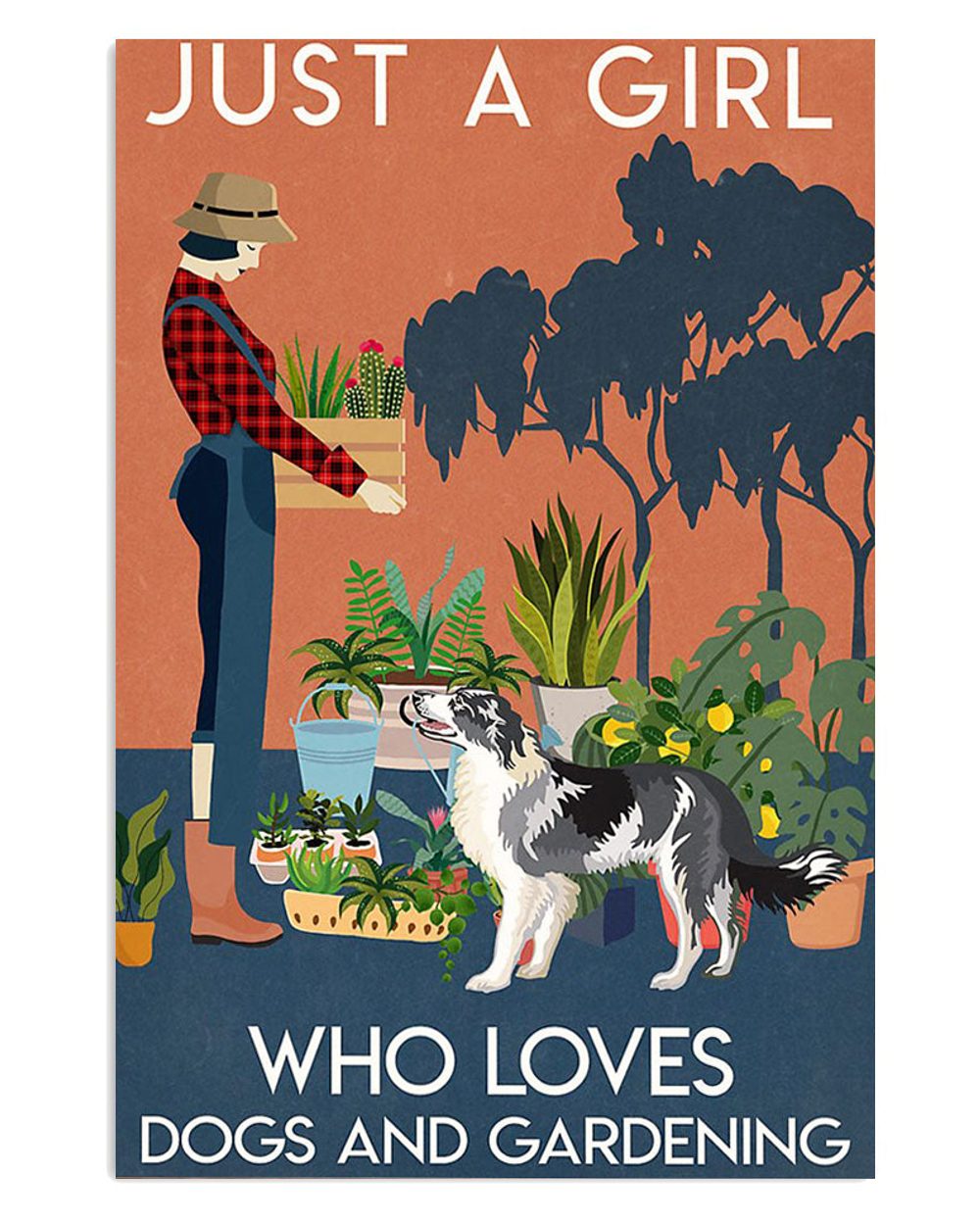 Cute Border Collie Dog Girl Loves Gardening And Dogs Poster