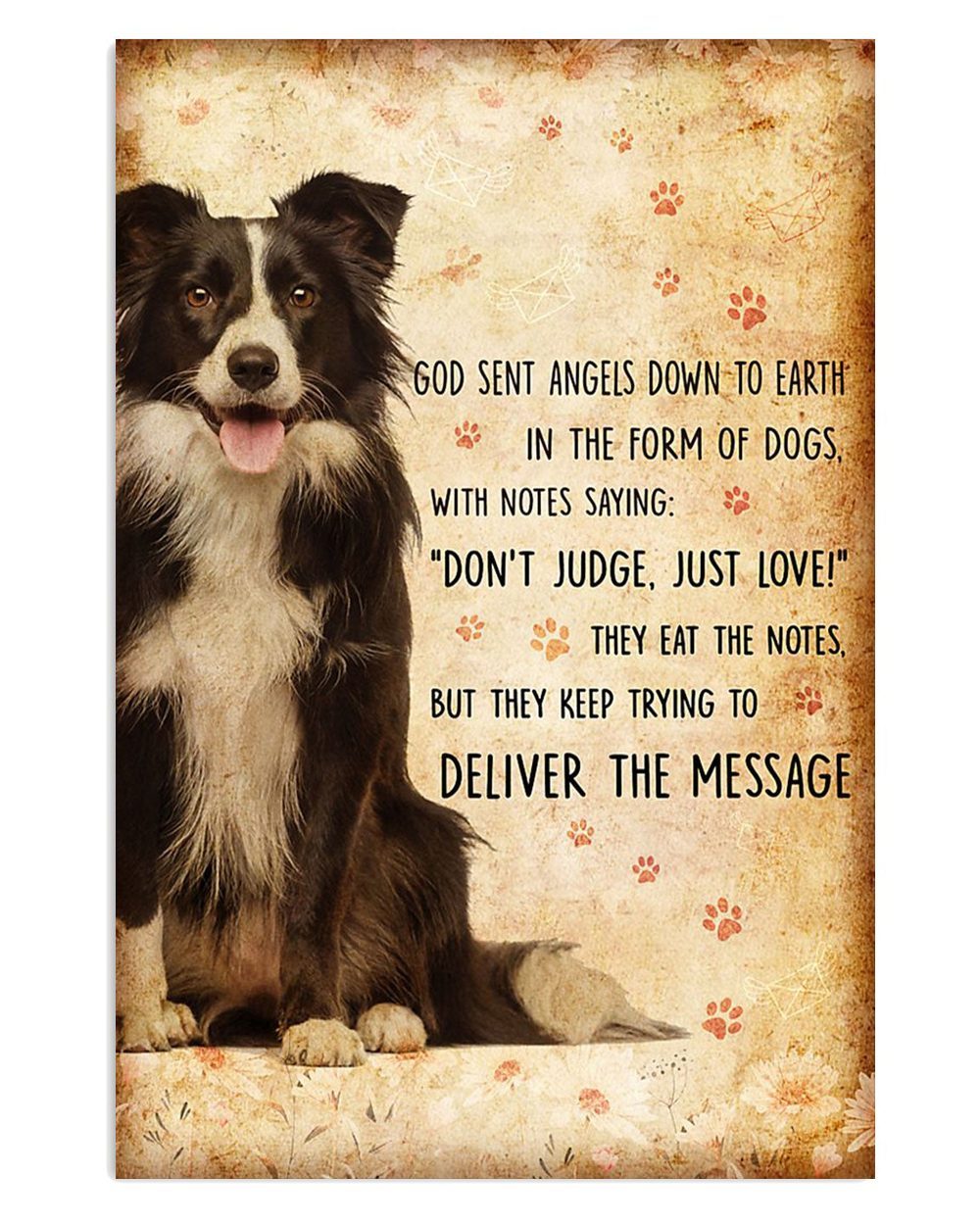 Cute Border Collie Dog God Sent Angels Gift For Merle Collie Lover Poster