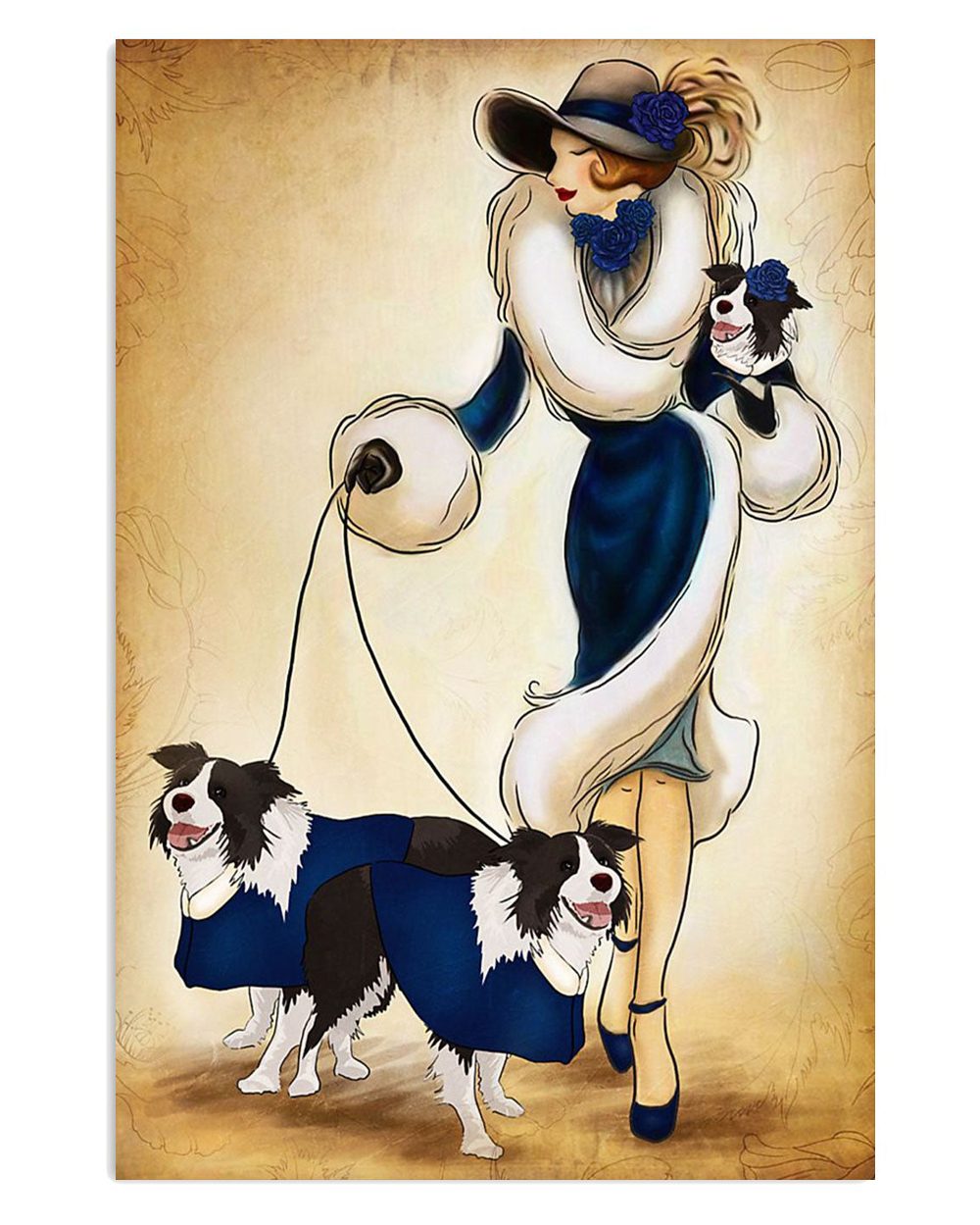 Cute Border Collie Dog Lady And Collies Gift For Merle Collie Lover Poster