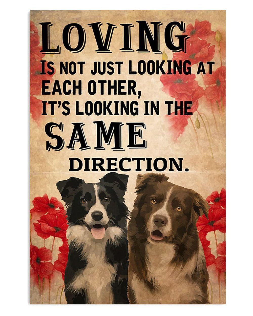 Cute Border Collie Dog Looking In The Same Direction Puppies Merle Collie Lover Poster