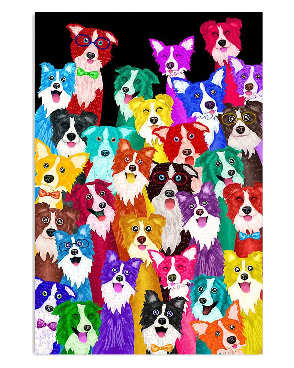 Cute Border Collie Dog Multi Border Collies Gift For Merle Collie Lover Poster