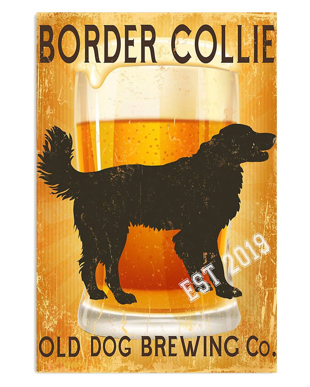 Cute Border Collie Dog Old Dog Brewing Beer Gift For Merle Collie Lover Poster