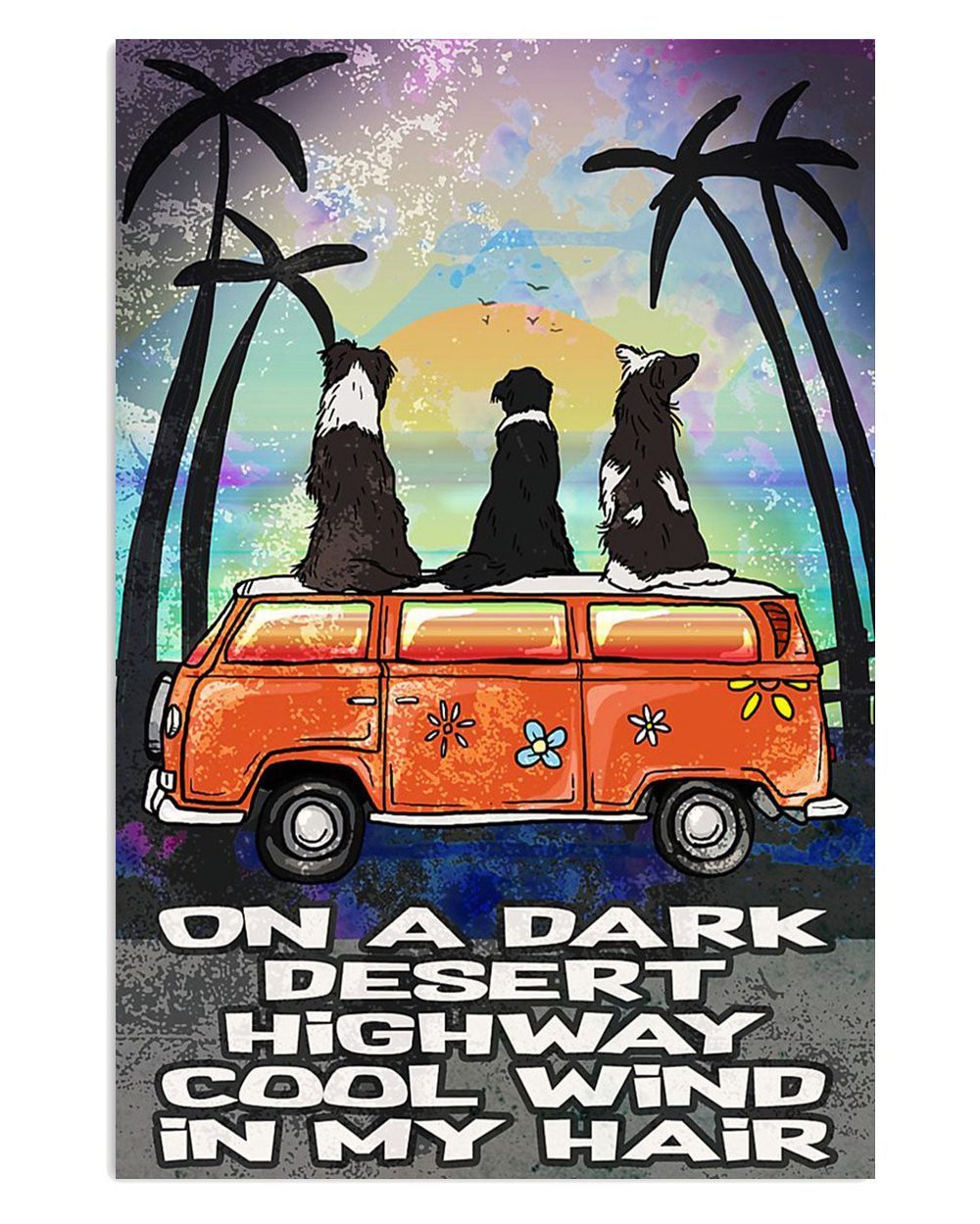 Cute Border Collie Dog On A Dark Desert Gift For Merle Collie Lover Poster