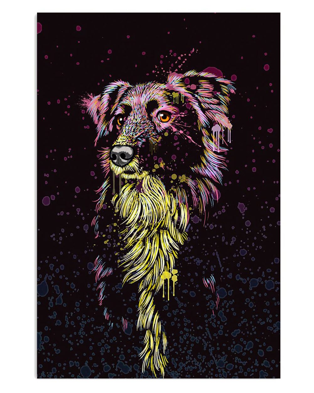 Cute Border Collie Dog Watercolor Dog Painting Gift For Merle Collie Lover Poster