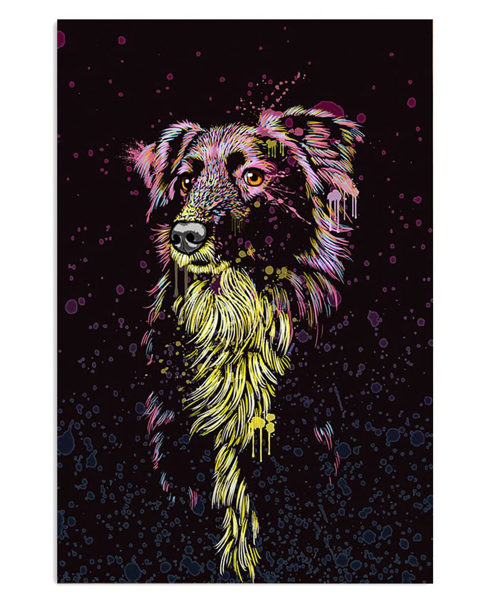 Cute Border Collie Dog Watercolor Dog Painting Poster
