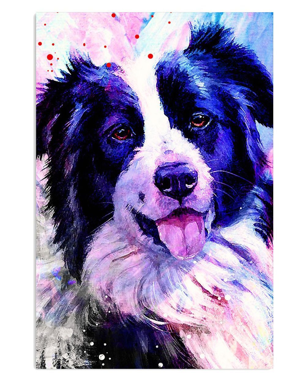 Cute Border Collie Dog Watercolor Painting Gift For Merle Collie Lover Poster