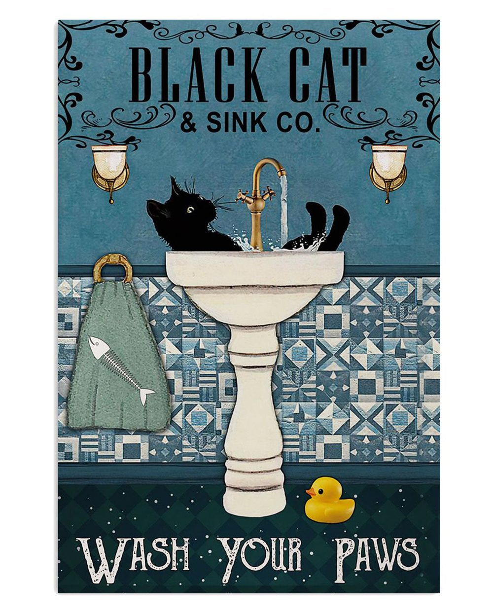 Cute Cat Funny Black Cat Sink Cat Kitties Lover Poster