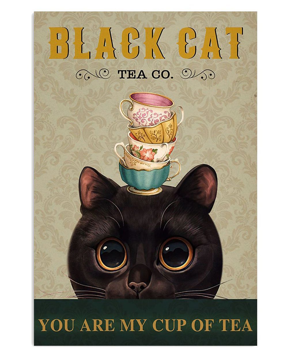 Cute Cat Funny Black Cat Tea Cat Kitties Lover Poster