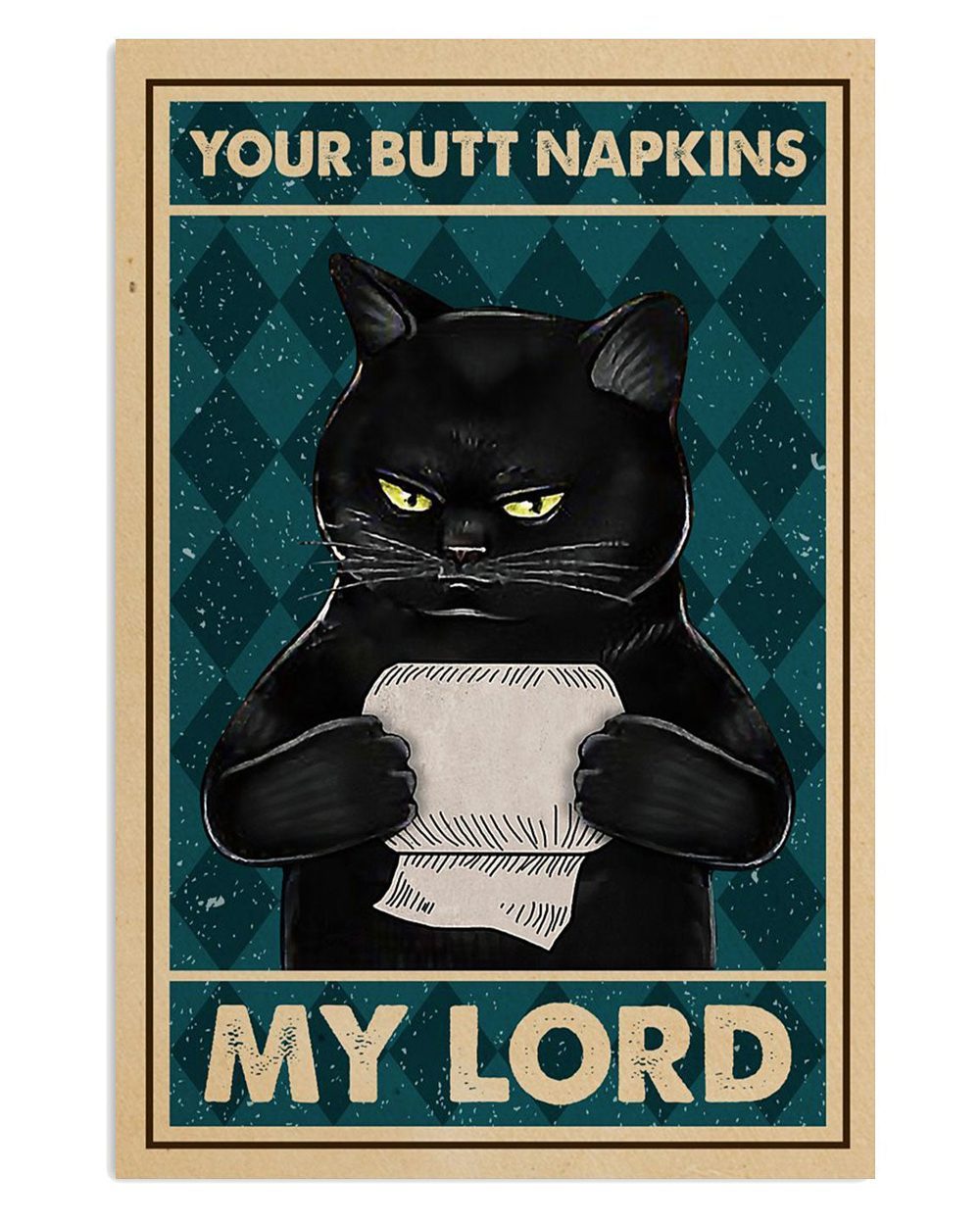Cute Cat Funny Black Cat Toilet Paper Cat Kitties Lover Poster