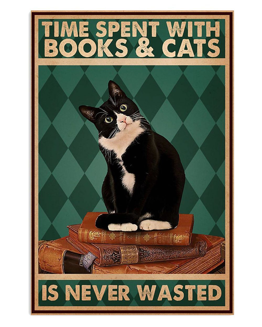 Cute Cat Loves Books And Cats Cat Kitties Lover Poster