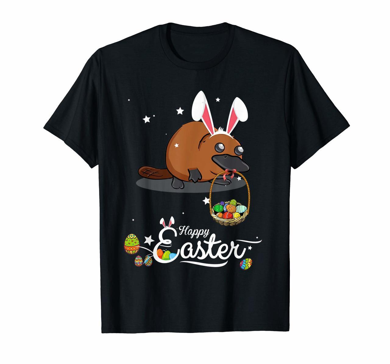 Cute Easter Platypus with Bunny Ears and Eggs T Shirt Hoodies