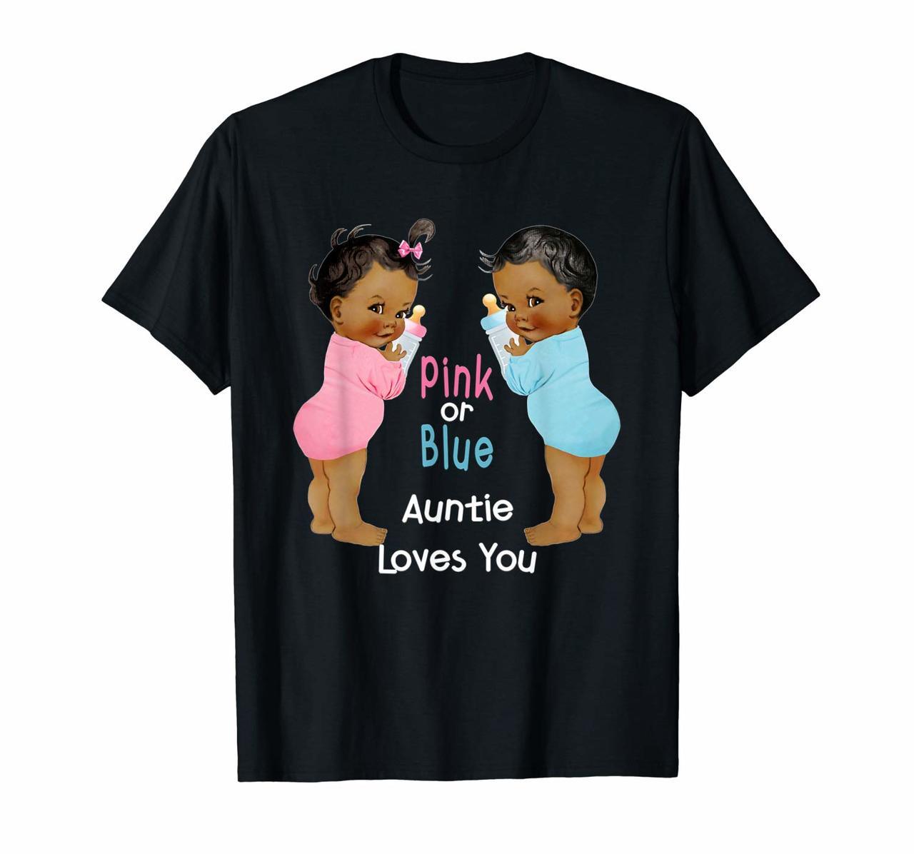 Cute Ethnic Babies Pink or Blue Auntie Loves You T-Shirts Hoodies