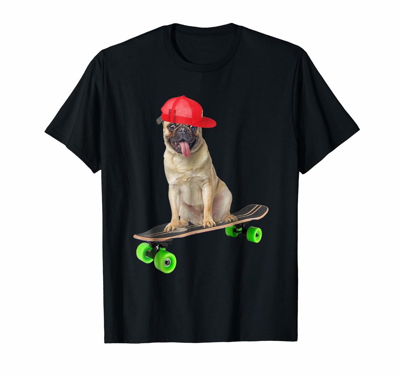 Cute Funny Pug Dog Skateboarding Skater Trucks Shirt Gifts Hoodies