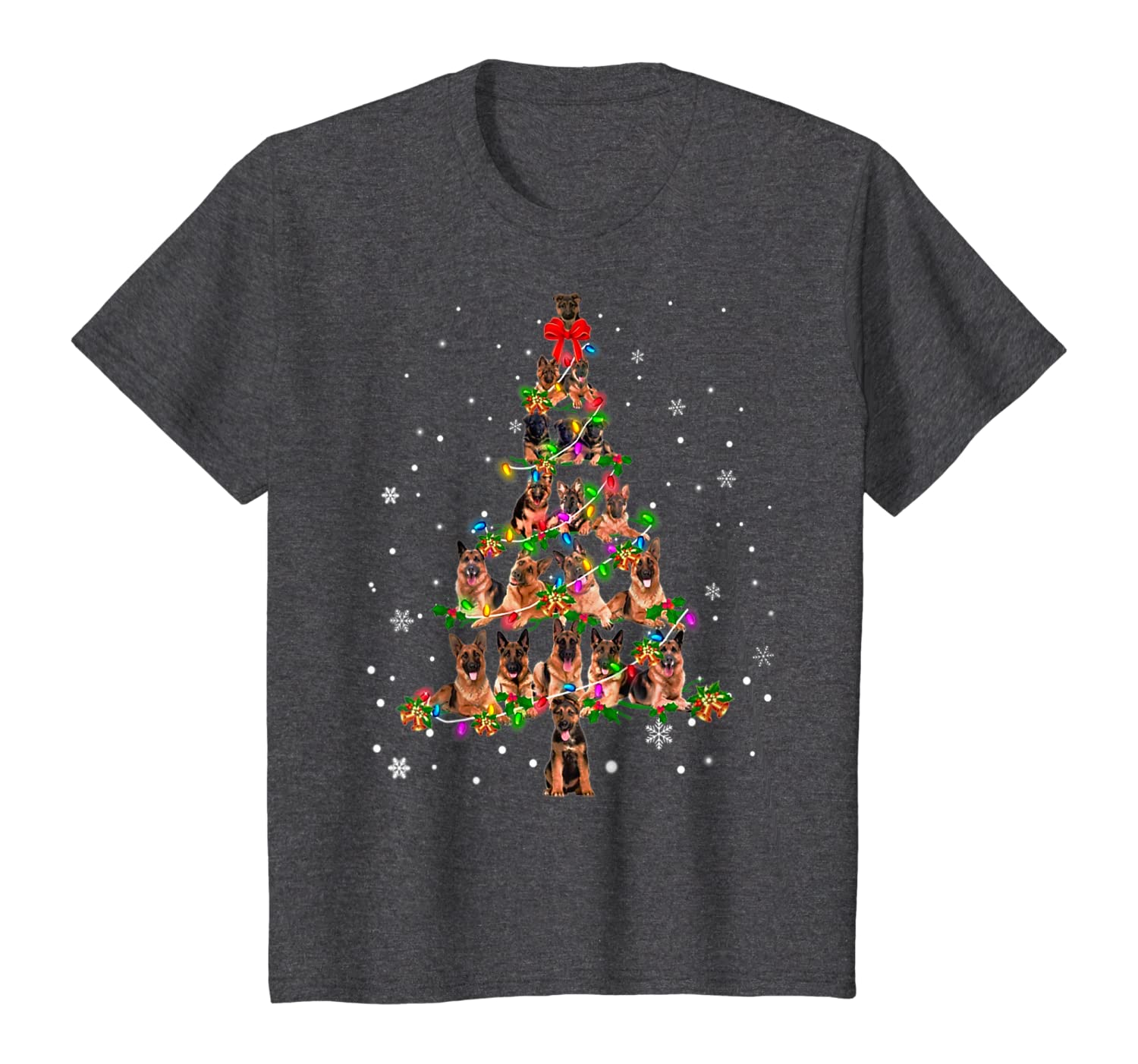 Cute German Shepherd Dog Christmas Tree Gift Decor Xmas Tree T-Shirt Hoodies