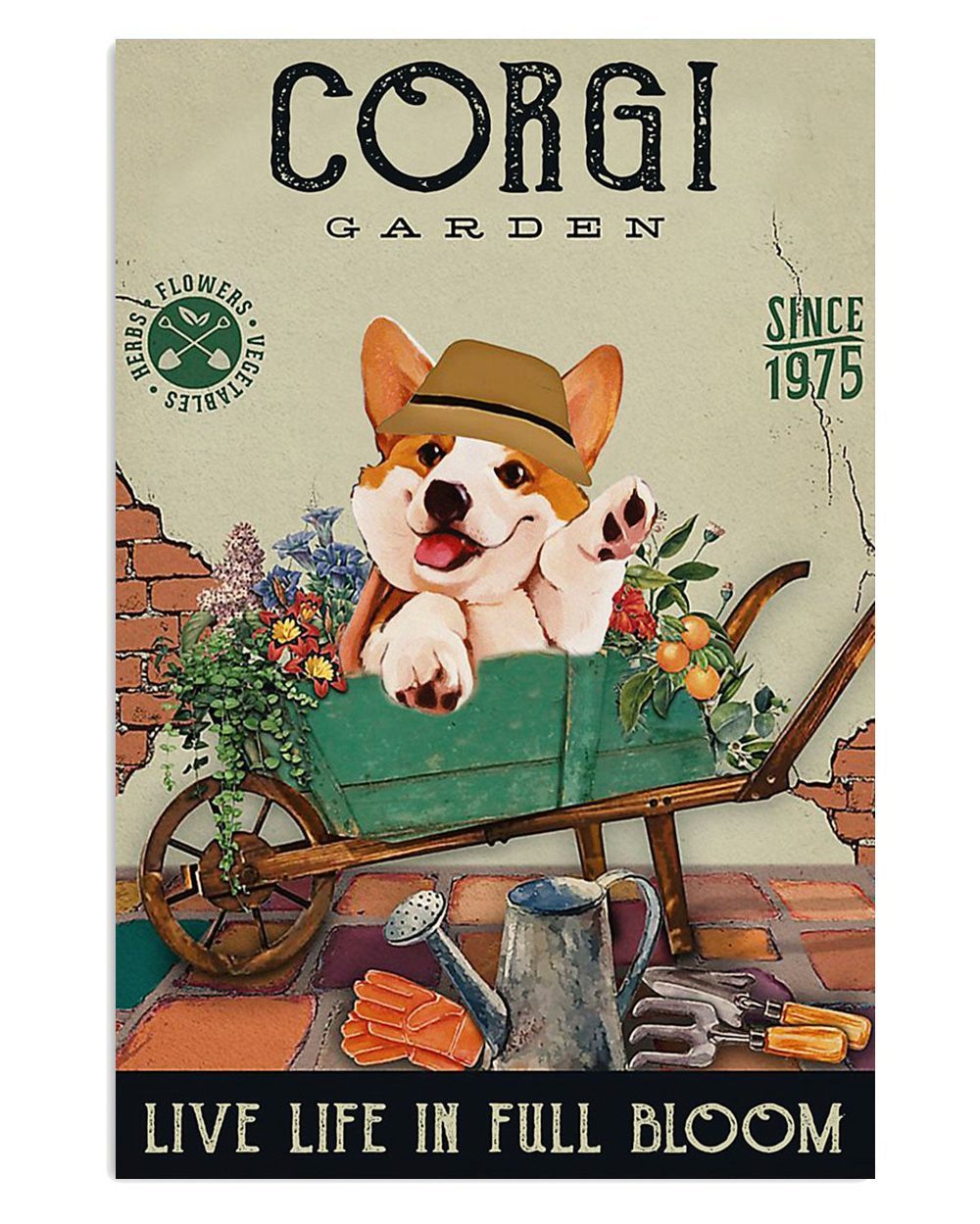 Cute Pembroke Welsh Corgi Corgi Garden Corgi Lover Poster