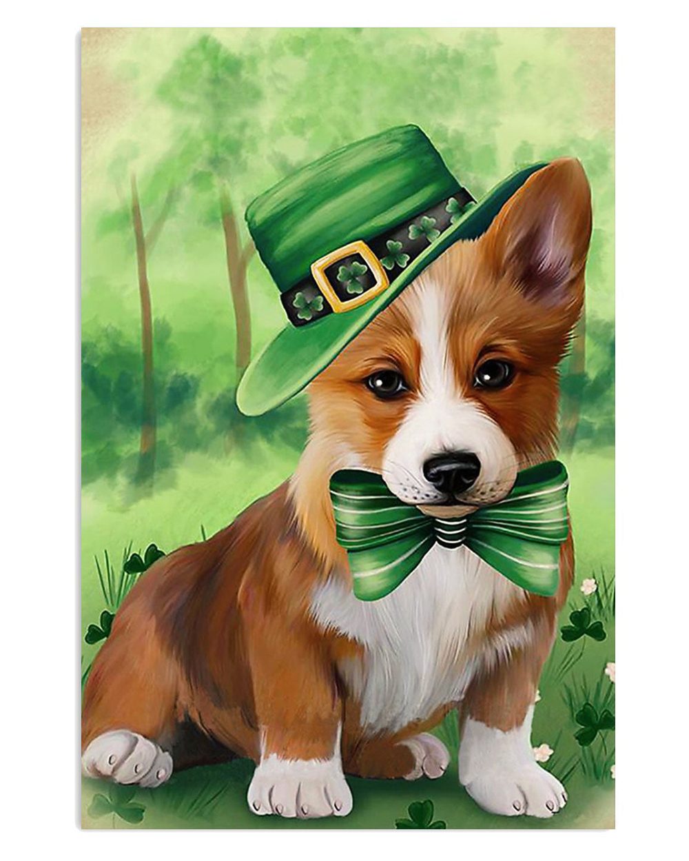 Cute Pembroke Welsh Corgi Print St.patrick's Day Corgi Lover Poster