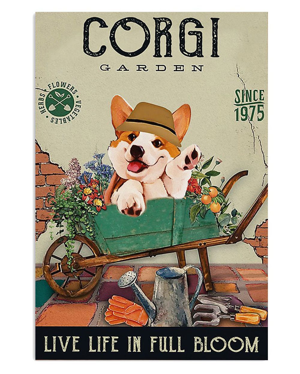 Cute Pembroke Welsh Corgi Prints Corgi Garden Corgi Lover Poster