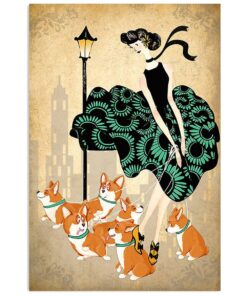 Cute Pembroke Welsh Corgi Prints Woman And Corgis Corgi Lover Poster
