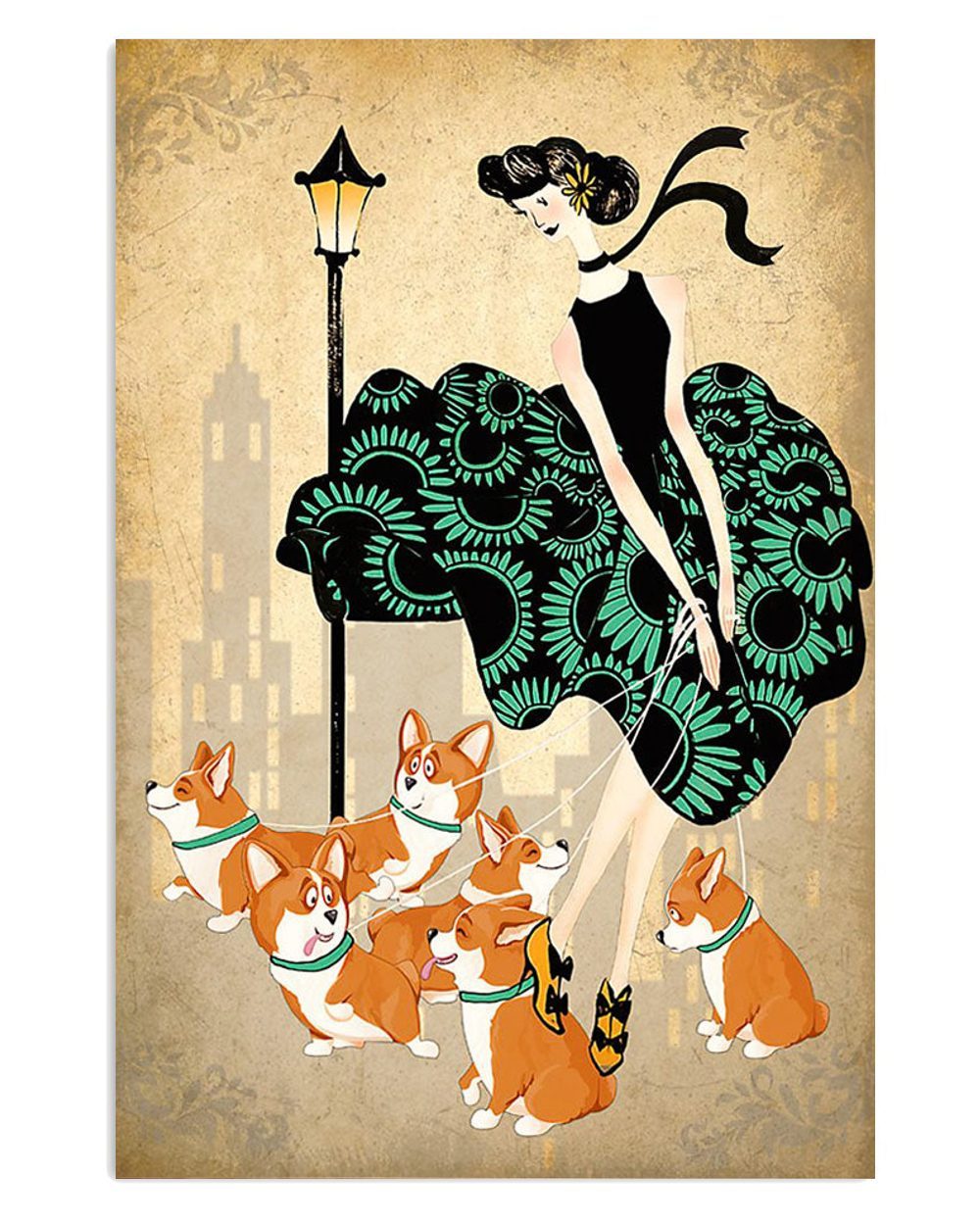 Cute Pembroke Welsh Corgi Prints Woman And Corgis Corgi Lover Poster