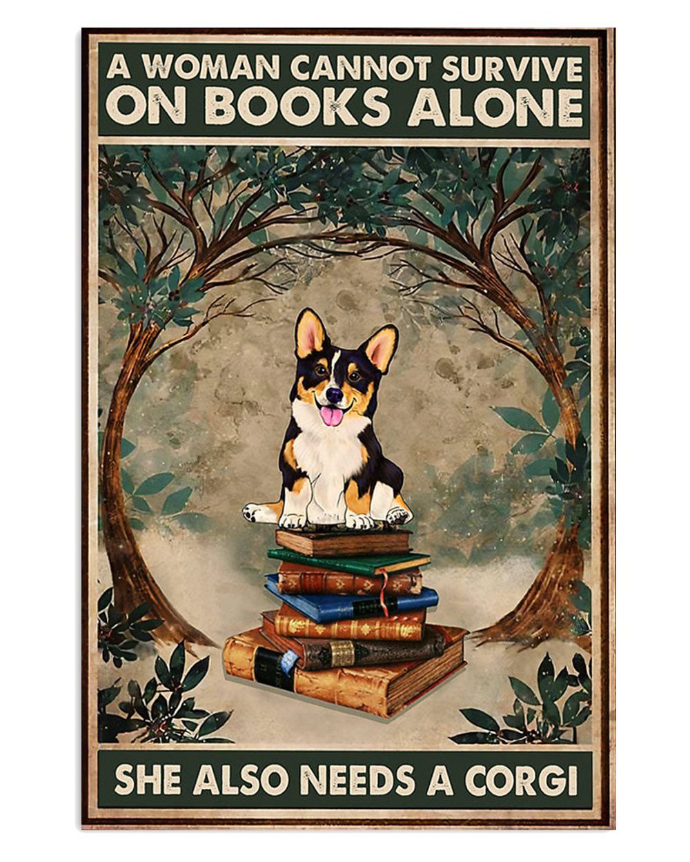 Cute Pembroke Welsh Corgi Prints Woman Loves Book And Dog Corgi Lover Poster