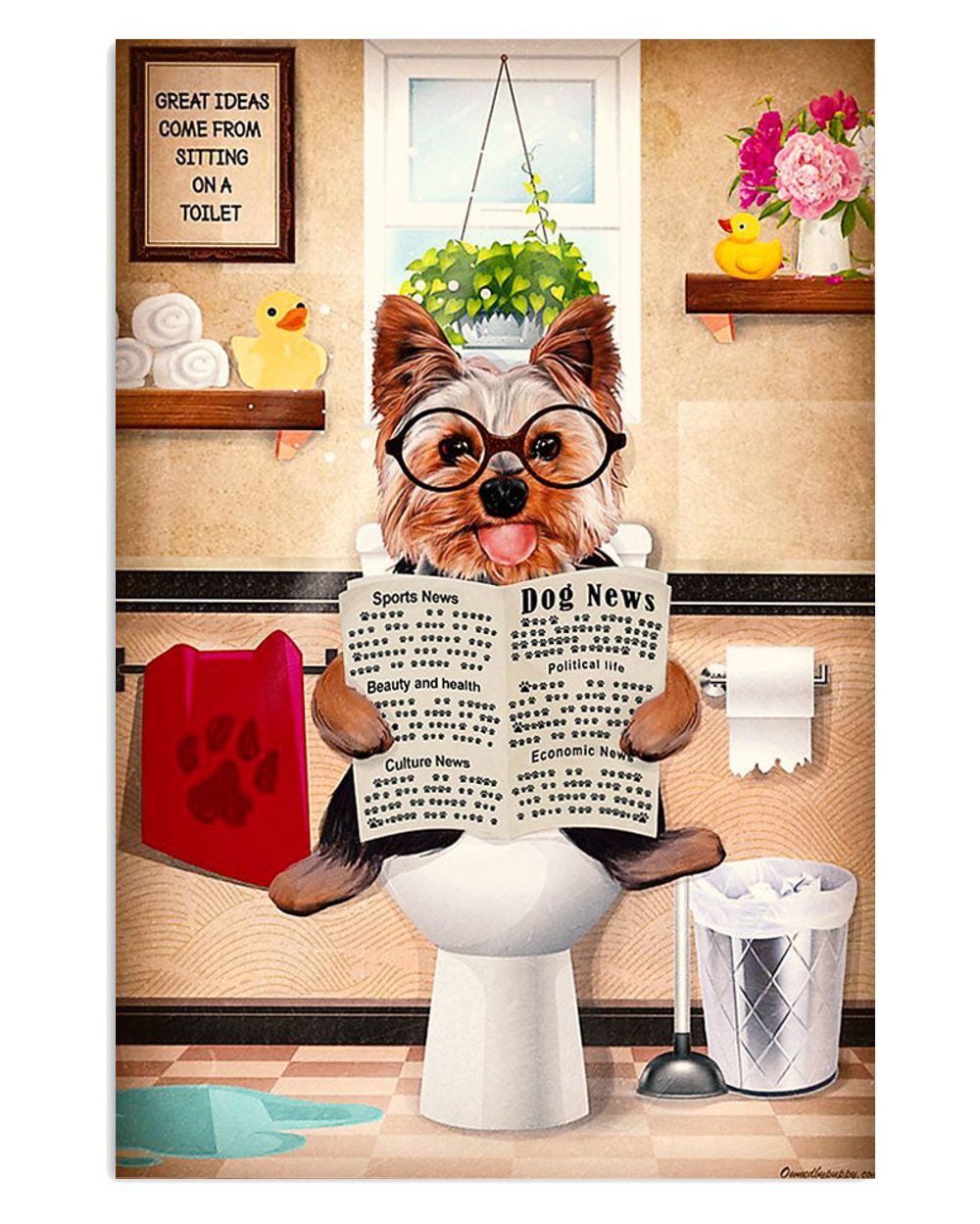 Cute Yorkshire Terrier Yorkie In Toilet Gift For Yorkshire Dog Puppies Lover Poster