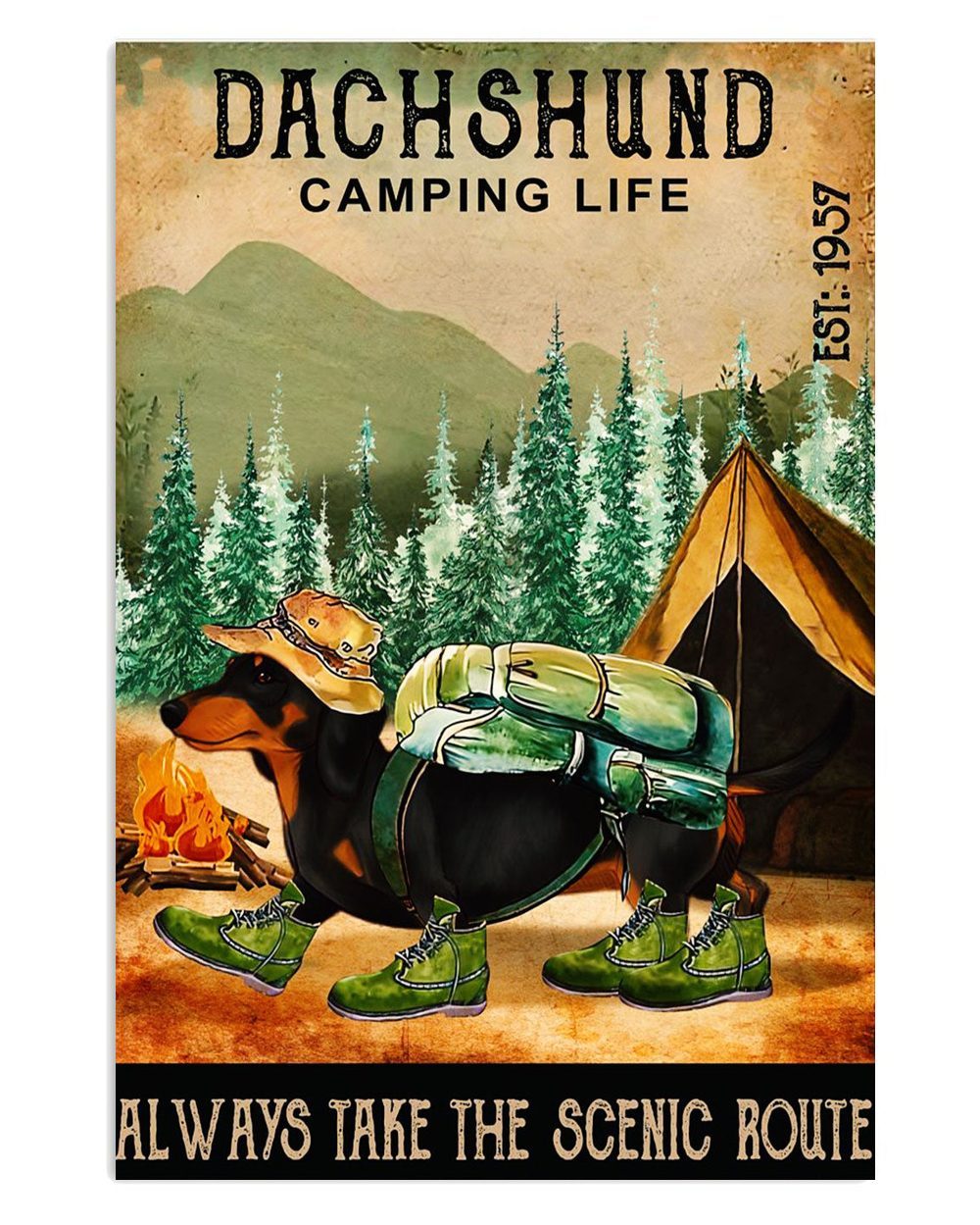 Dachshund Camping Life Gift For Dachshund Dog Puppies Lover Poster