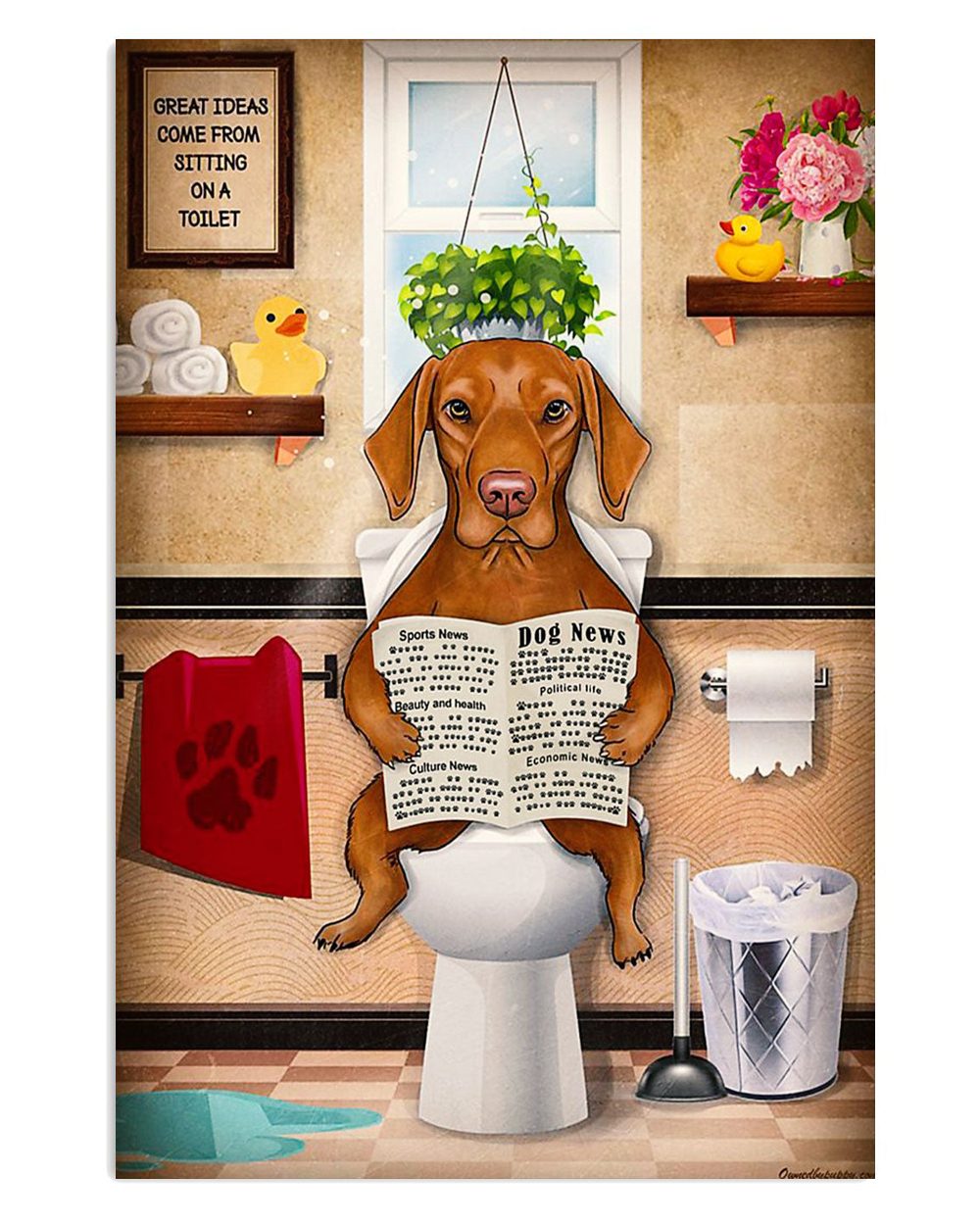 Dachshund Dog In Toilet Gift For Dachshund Dog Puppies Lover Poster