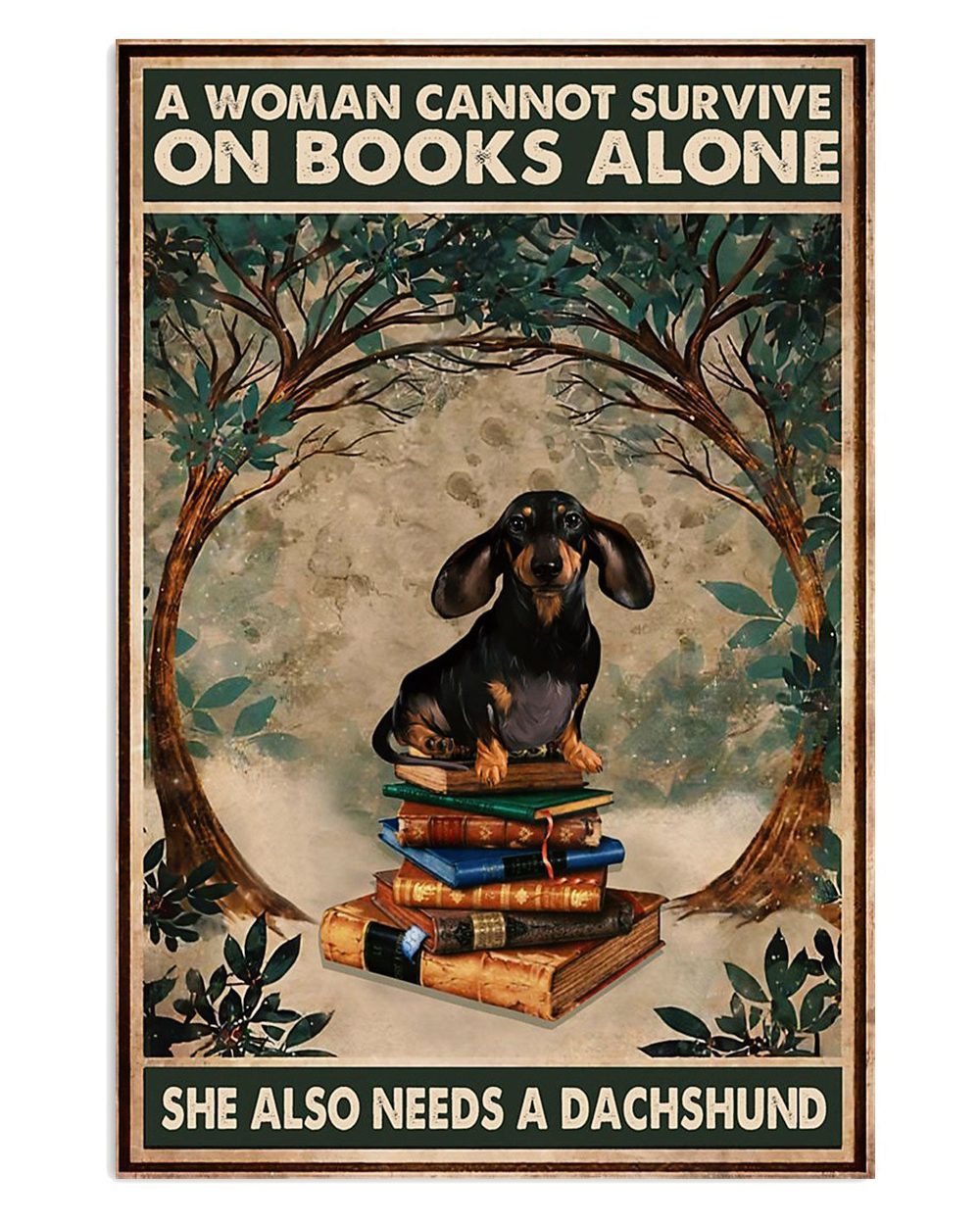 Dachshund Woman Loves Book And Dachshund Gift For Dachshund Dog Puppies Lover Poster