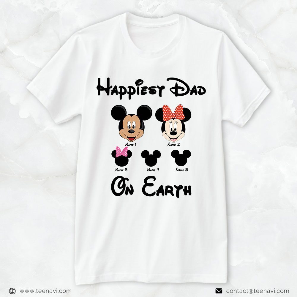 Disney Dad Shirt, Personalized Name Happiest Dad On EarthShirt