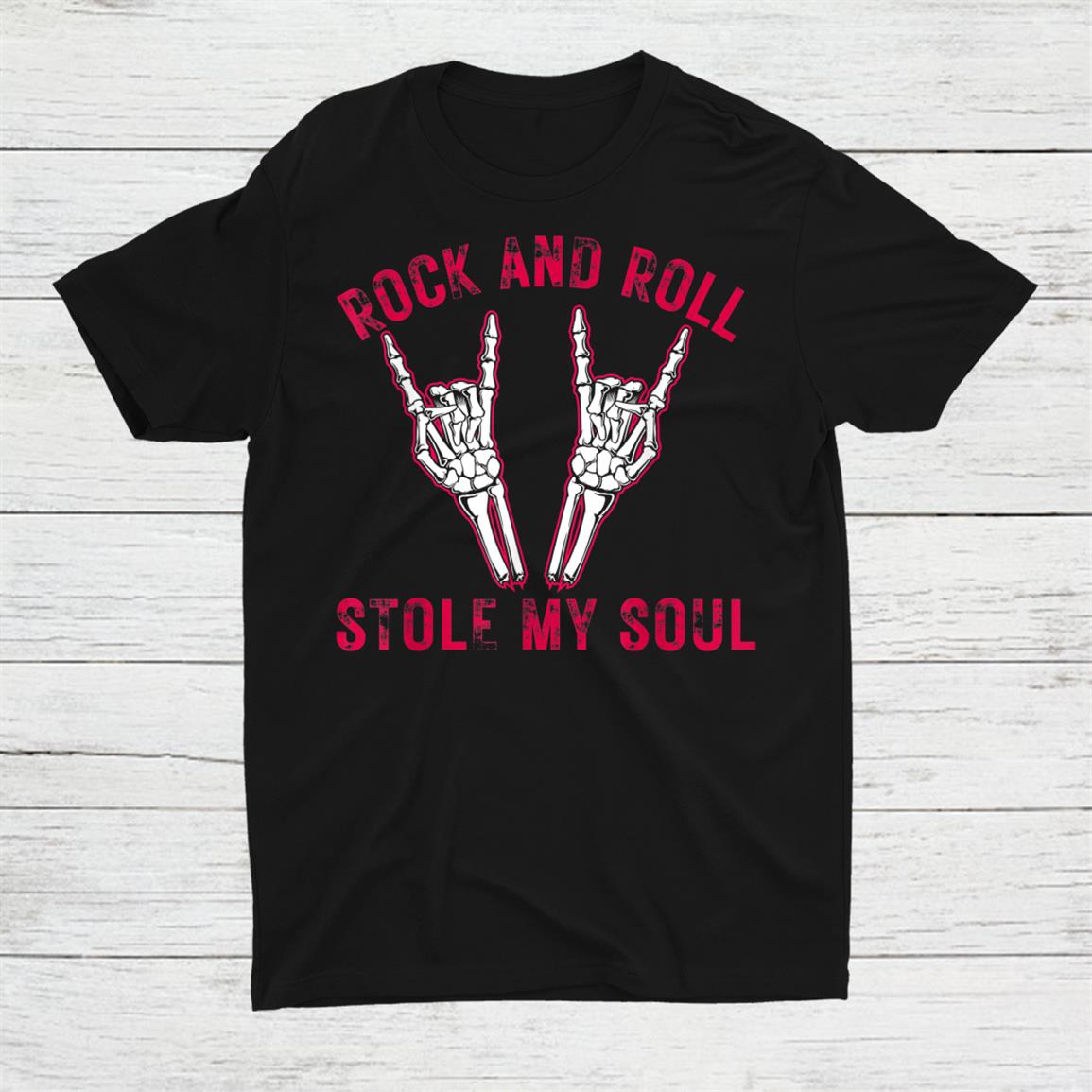 Distressed Rock On Rock Skeleton Hands Concert Rock And Roll Shirt