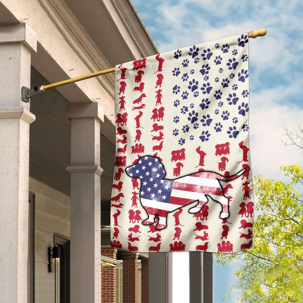 Dog Dachshund Celebrate Fourth Of July Independent Day Flag DDH1571F