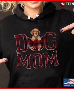 Dog Mom Buffalo Plaid Dachshund Puppy in Pocket for Dog LoverShirt