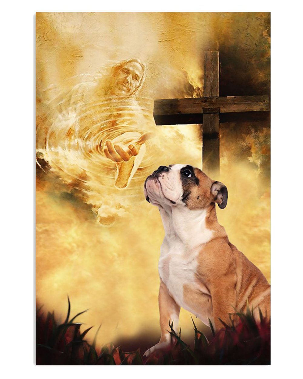 English Bulldog Canvas God's Hands Gift For British Bulldog Puppies Lover Poster