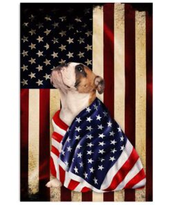 English Bulldog Dog American Flag Gift For British Bulldog Puppies Lover Poster