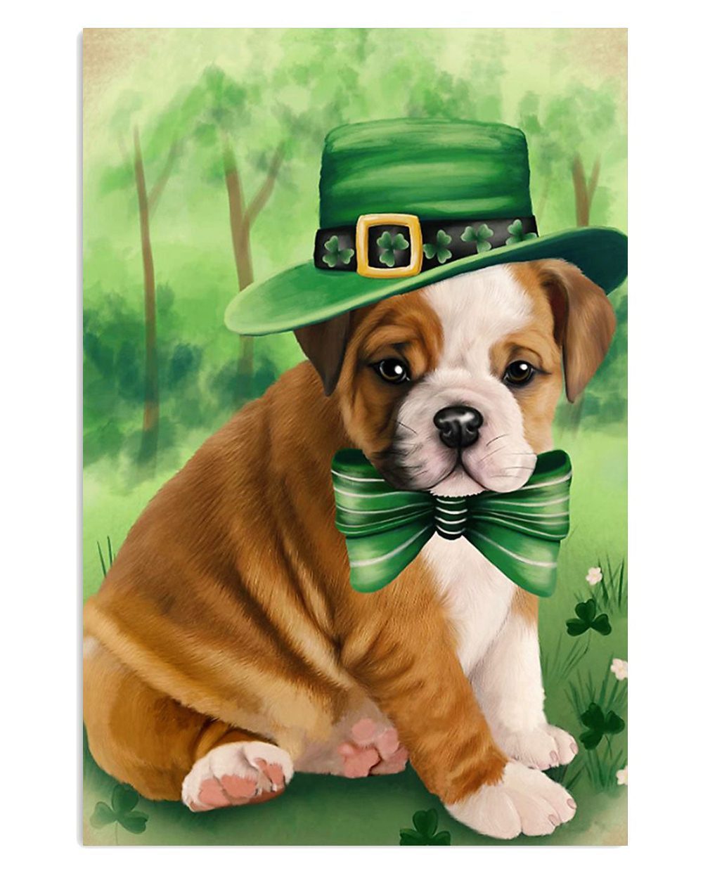 English Bulldog St.patrick's Day Gift For British Bulldog Puppies Lover Poster