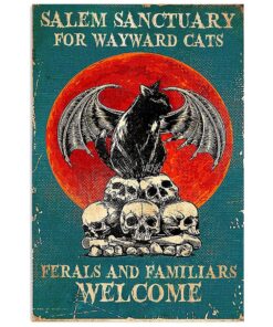 Evil Black Cat Red Moon Haloween Cat Kitties Lover Poster