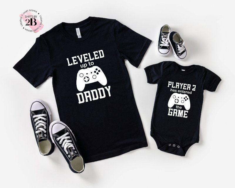 Family Matching Game Dad Shirt, Leveled Up To DaddyShirt