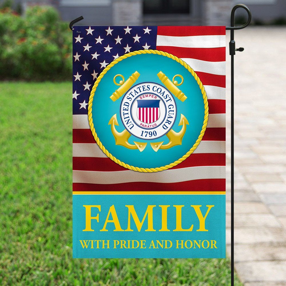 Family With Pride And Honor US Coast Guard Garden Flag