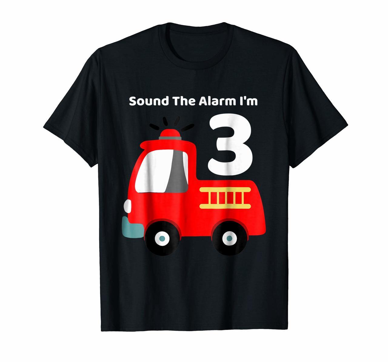 Fire Fighter Truck 3 Year Old Birthday Shirt  3th Bday Hoodies