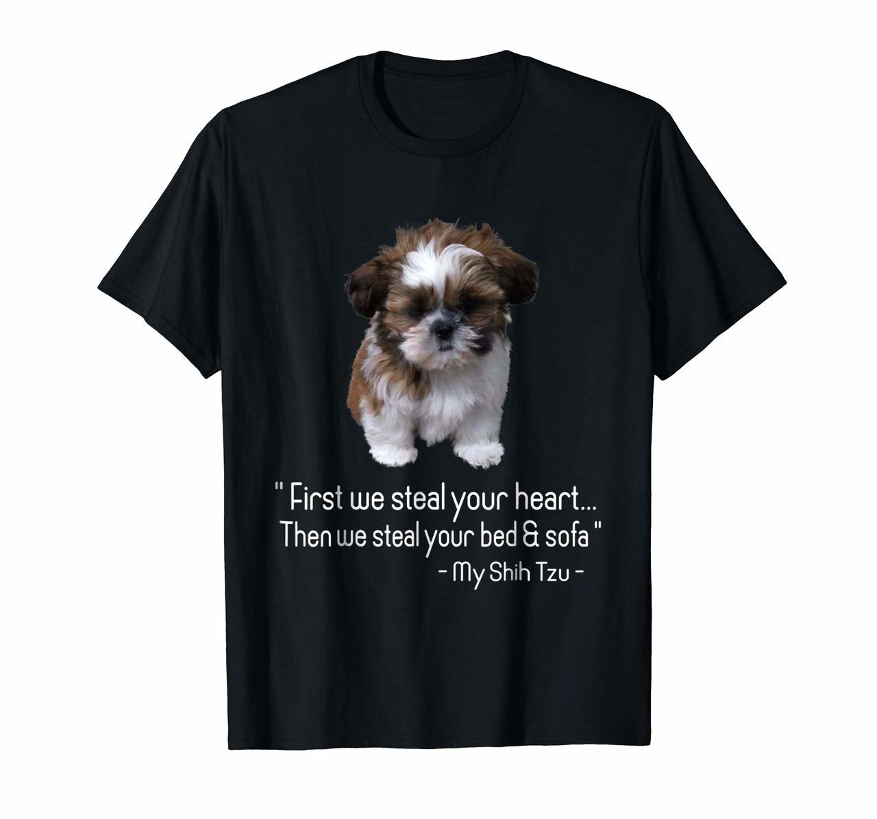 First we steal your heart Shih Tzu Tshirt Love Gift Hoodies