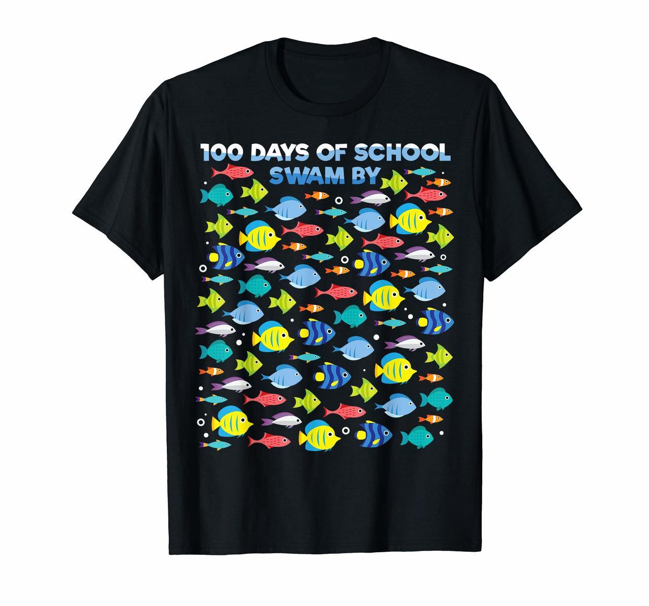 Fish 100 Days Of School Shirt Fisher Teacher Boy Girl Gift Hoodies