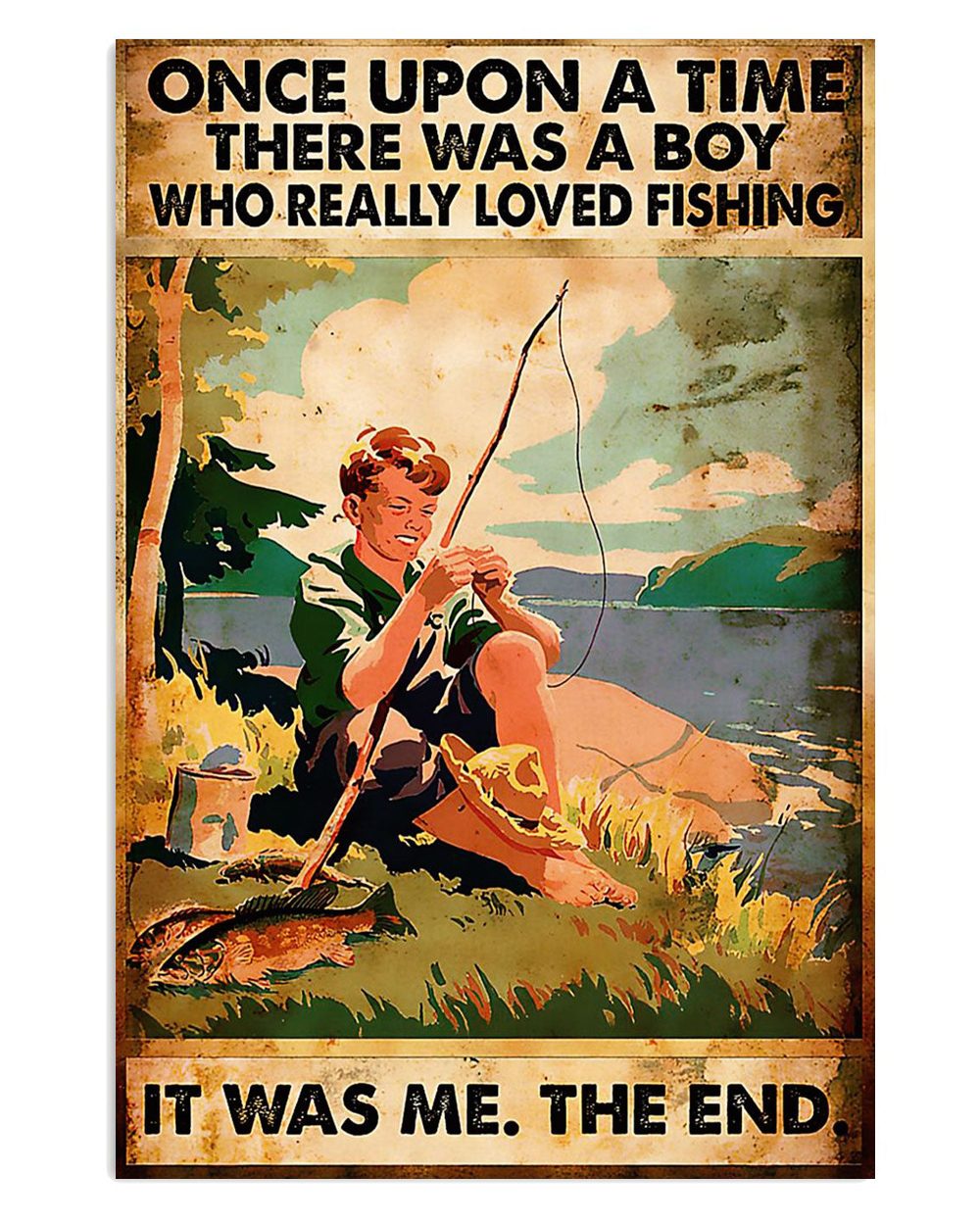 Fishing Boy Loved Fishing Vintage Gift For Fisherman Poster