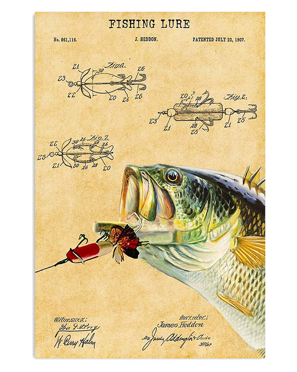 Fishing Fishing Lure Vintage Gift For Fisherman Poster