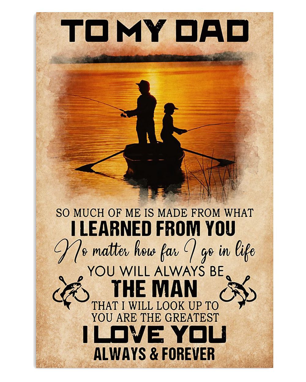 Fishing Gift From Son To Dad Vintage Gift For Fisherman Poster