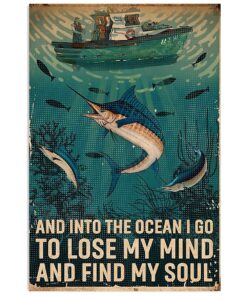 Fishing Into The Ocean Vintage Gift For Fisherman Poster