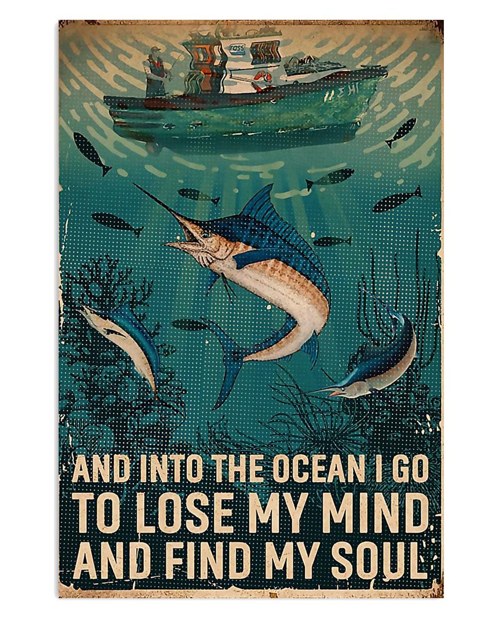 Fishing Into The Ocean Vintage Gift For Fisherman Poster