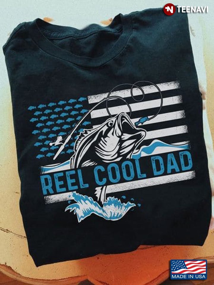 Fishing Real Cool Dad American Flag for Father's DayShirt