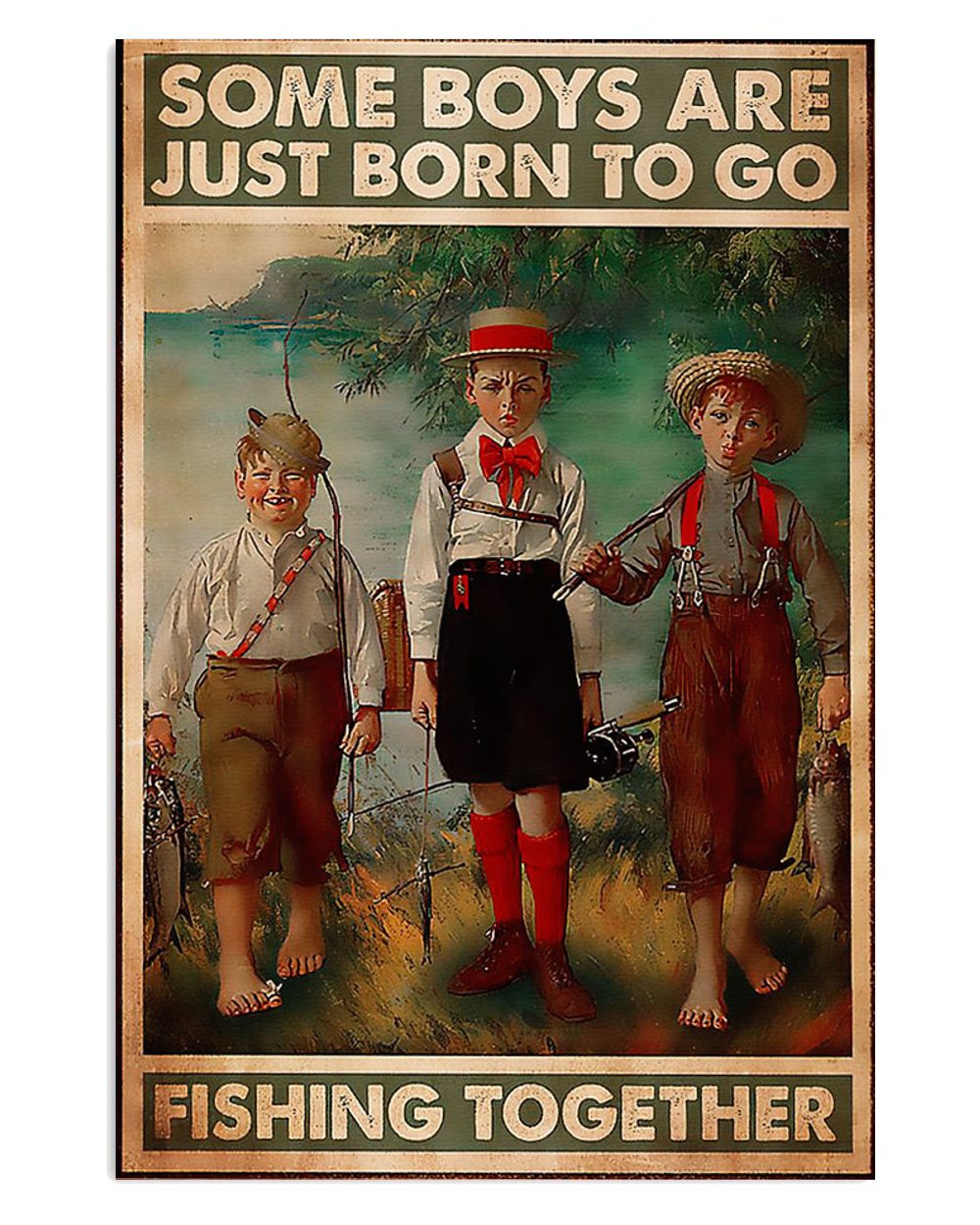 Fishing Room Prints Bros Born To Fish Vintage Poster