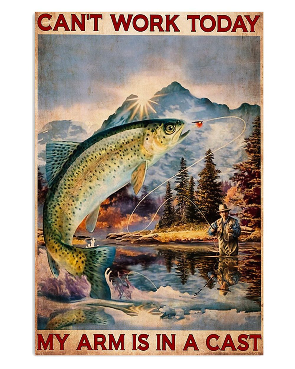 Fishing Room Prints Cant Work Today Vintage Poster