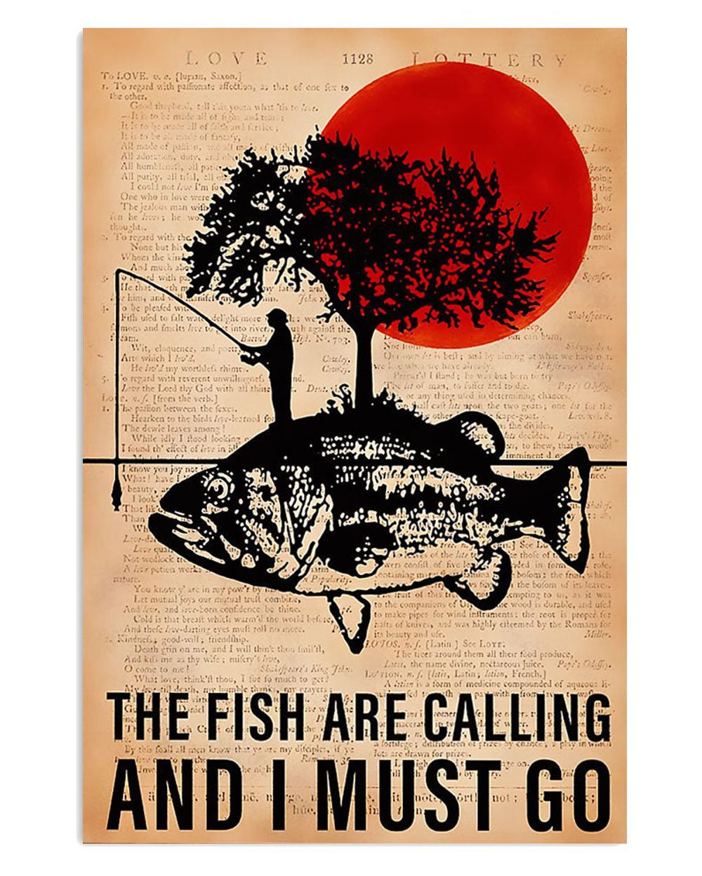 Fishing Room Prints Fish Are Calling Vintage Poster